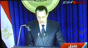 President Hosni Mubarak addresses his people